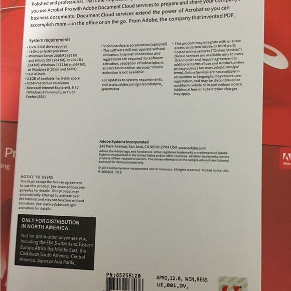 Adobe Acrobat Pro DC 2015 for Windows - Sealed Box BPN 2PC NEW!! - Picture 4 of 4